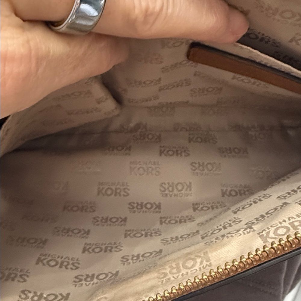 Michael Kors Brown Pebbled Leather Crossbody Bag Double Zip Small Purse - Picture 14 of 15